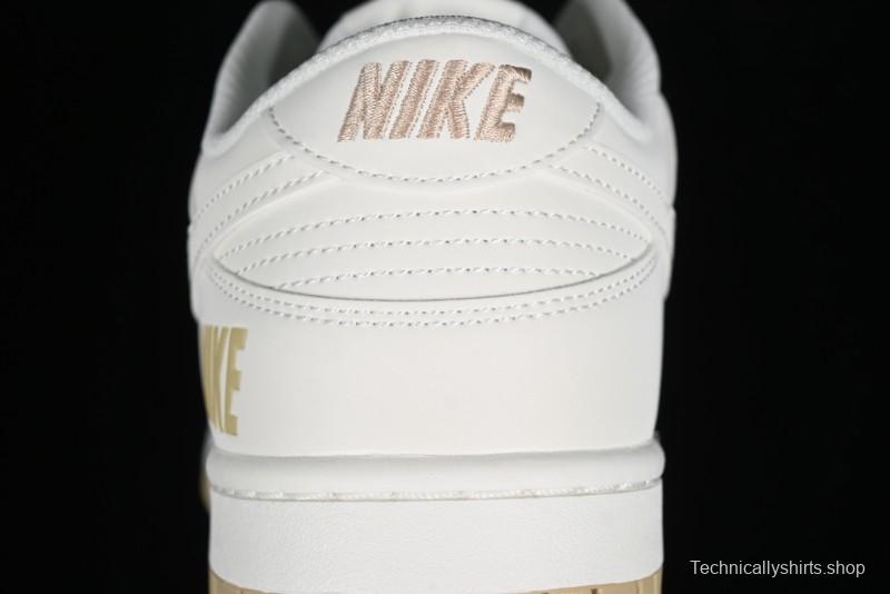 Nike SB Dunk Low Collaboration Three Swooshes Beige Gold Colorway Low-Top Casual Skateboarding Shoes - NK5639-326