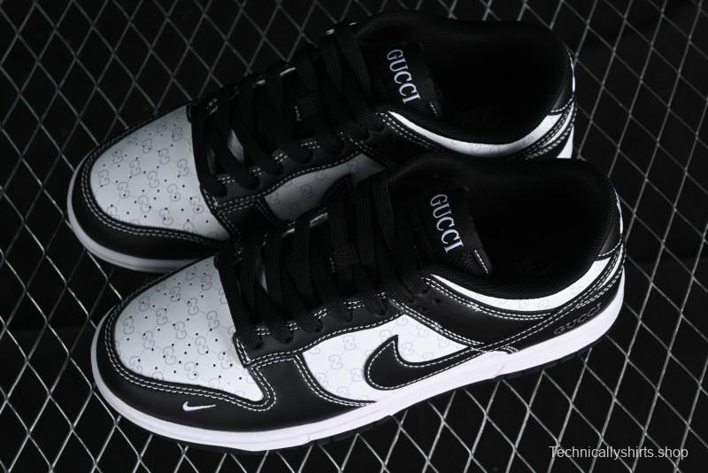 Nike SB Dunk Low Gucci Collaboration - Double G Embroidery Black Swoosh Anniversary Custom Low-Top Casual Skate Shoes - SF1588-136