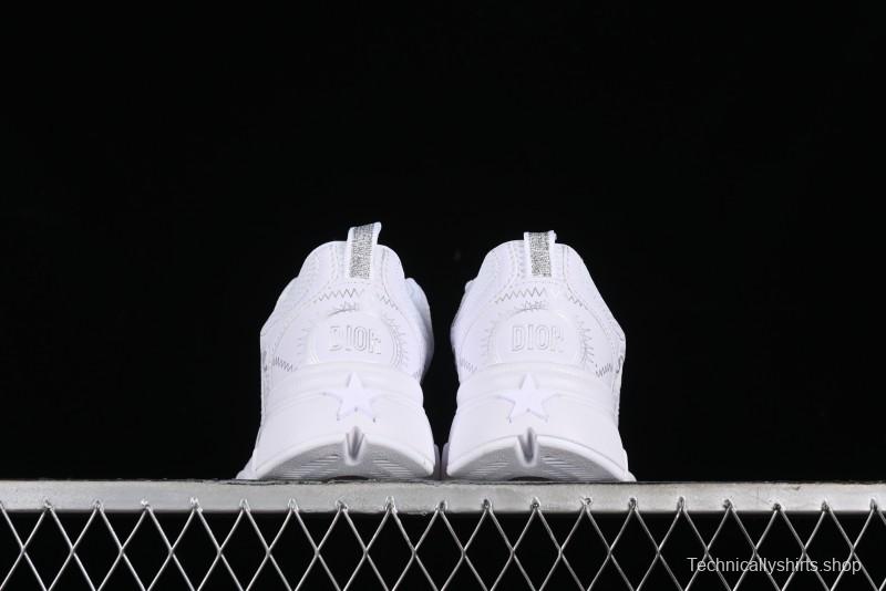 Dior Chrono Round Toe Lace-Up Lifestyle Casual Running Shoes - 10W WHITE