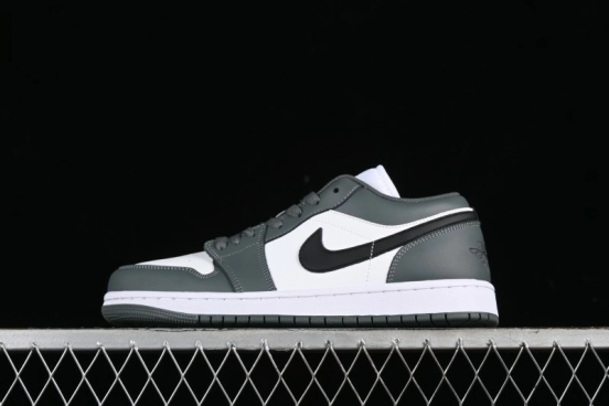 Nike Air Jordan 1 Low AJ1 Black Grey Low-Top Lifestyle Basketball Shoes - 553560-152