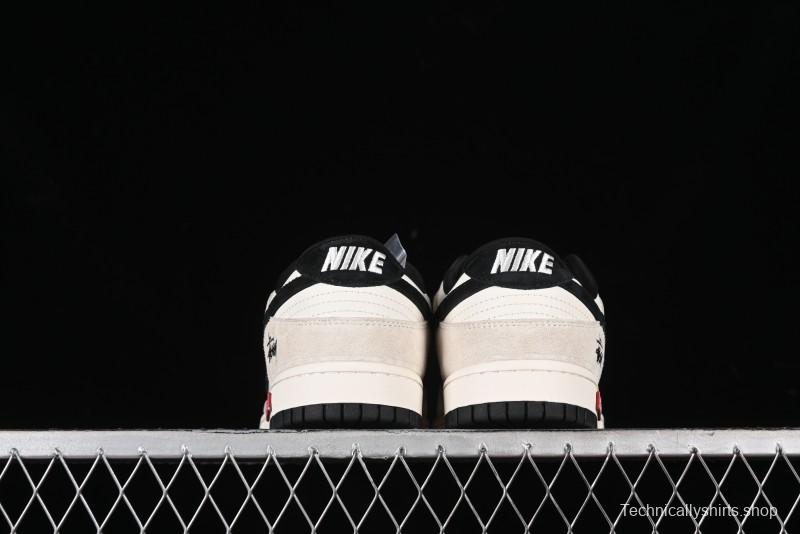 Nike SB Dunk Low x Supreme x Stussy Triple Collaboration Off-White Black Swoosh Anniversary High-End Custom Low-Top Casual Skate Shoes - SJ2068-270