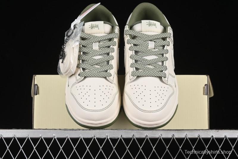 Nike SB Dunk Low Stussy Collaboration - Beige Green Anniversary High-End Custom Low-Top Casual Skate Shoes - BB1818-102