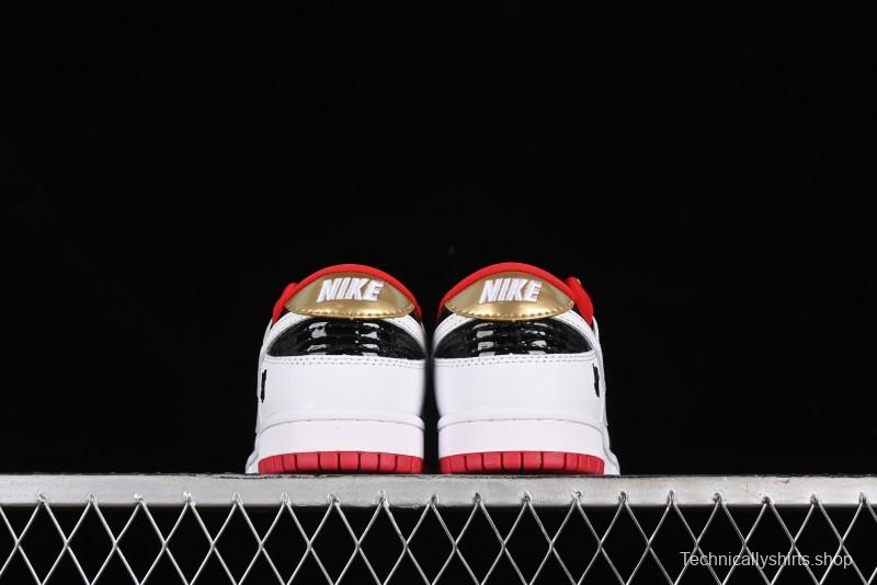 Nike SB Dunk Low UN Collaboration - White Black Patent Leather Anniversary Custom Low-Top Casual Skate Shoes - XB3802-349