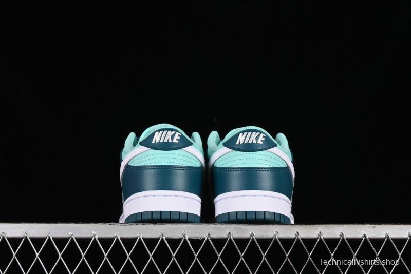 Nike Dunk Low SB Skateboarding Shoes in White and Geode Teal - DD1503-301