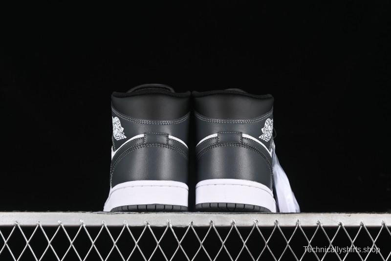 Nike Air Jordan 1 Mid AJ1 White Black Grey Mid-Top Casual Sneakers - DQ8426-001