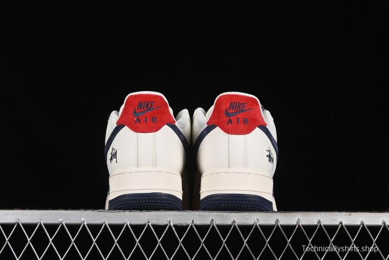 Nike Air Force 1 '07 Low Stussy Collaboration - Blue Red Print Low-Top Casual Sneakers - XZ3318-566