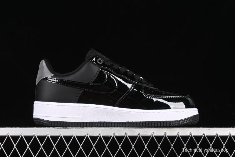 Nike Air Force 1 '07 Low Patent Leather All Black Casual Sneakers - AH6827-001