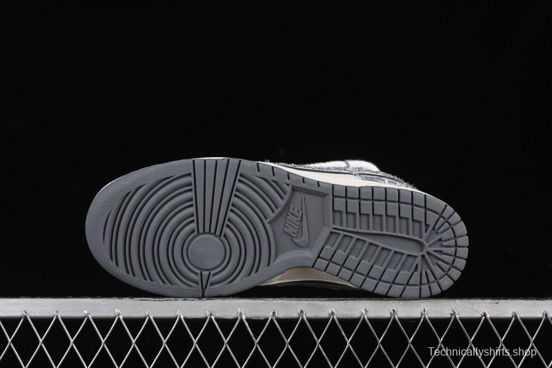 Nike SB Dunk Low Dior Collaboration - Strap Woven Grey Check Anniversary High-End Custom Low-Top Casual Sneakers - SJ2068-285