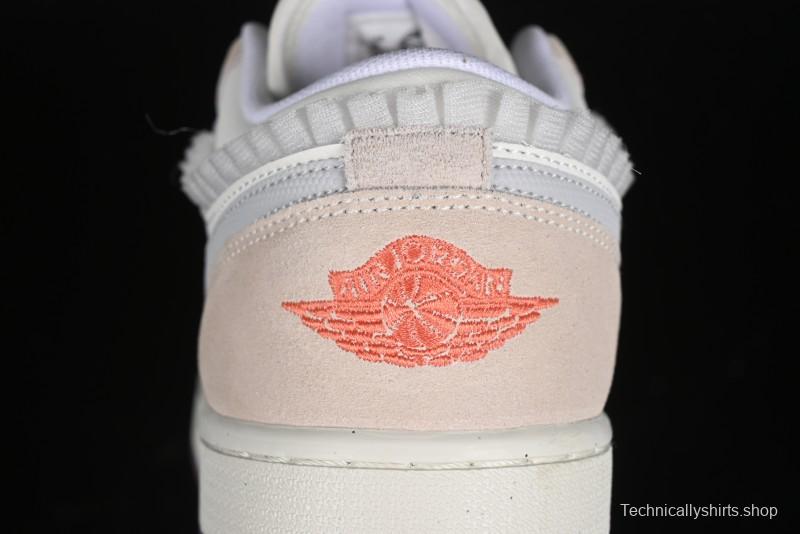 Nike Air Jordan 1 Low Retro Casual Sneakers with Smooth Leather and Suede - FQ8094-100