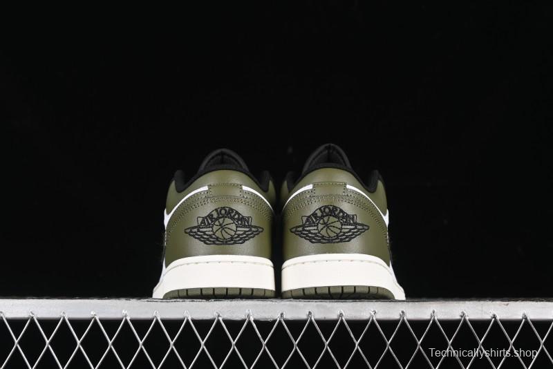 Nike Air Jordan 1 Low "Medium Olive" Casual Sneakers - 553558-092