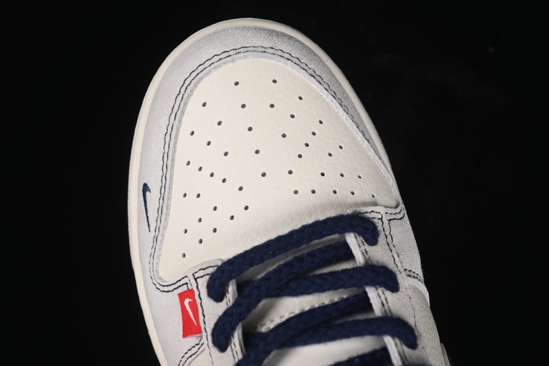Nike SB Dunk Low The North Face Collaboration - Grey Pigskin Navy Swoosh Anniversary Custom Low-Top Casual Skate Shoes - SJ1089-012