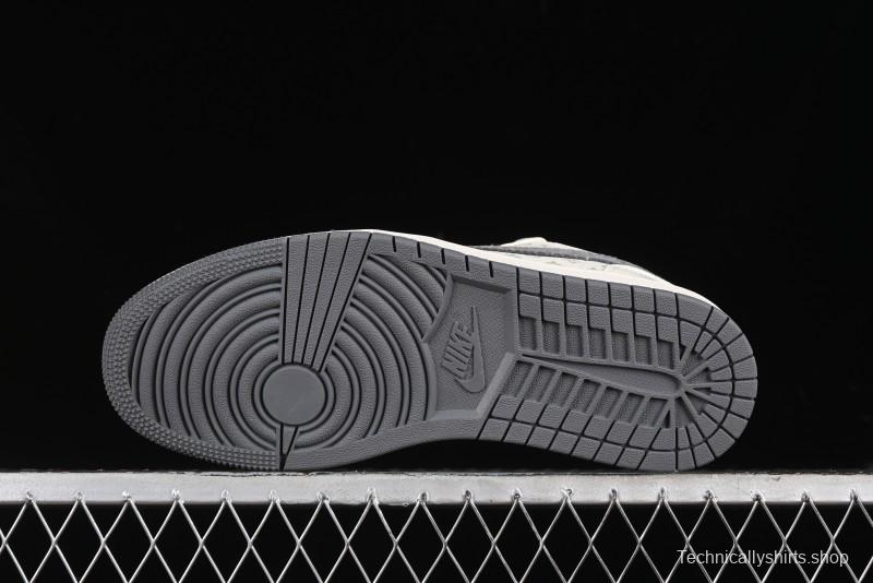 Nike Air Jordan 1 Low LV Collaboration Print Off-White Retro Basketball Shoes - WG8850-010