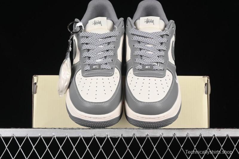 Nike Air Force 1 '07 Low Stussy Collaboration - Premium Gray Low-Top Casual Sneakers - BB5353-512