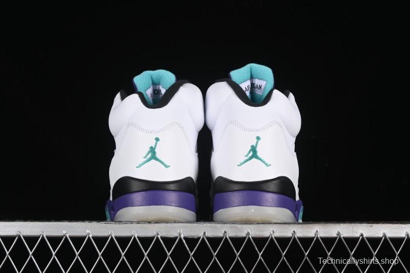 Nike Air Jordan 5 Retro Sneakers in White and Purple Grape Colorway - 136027-108