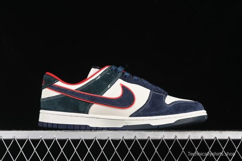 Nike SB Dunk Low Wukong Series - Beige with Navy Swoosh Anniversary Customized Low-Top Casual Skate Shoes - DJ2024-035