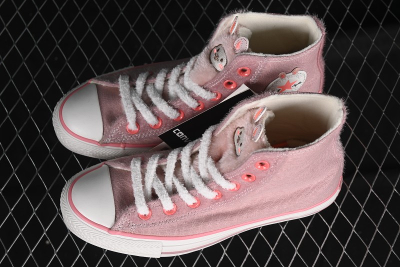Converse Zoo Happy Pets Series High-Top Casual Sneakers with Plush Lining for Autumn Winter - A12769C