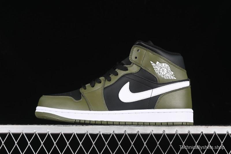 Nike Air Jordan 1 Mid AJ1 Army Green Mid-Top Casual Sneakers - DQ8426-092