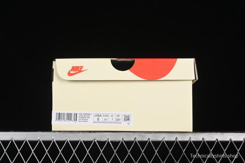 Nike Travis Scott x Fragment Design x Air Jordan 1 Low OG SP AJ1 Retro Sneakers with Reverse Swoosh - SJ2068-115