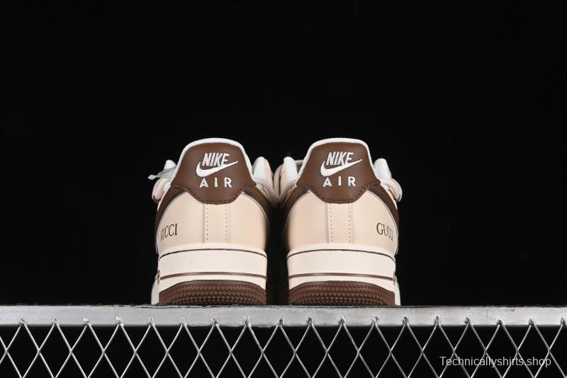 Nike Air Force 1 '07 Low Gucci Collaboration - Brown Coffee Drawstring Low-Top Casual Sneakers - SJ1198-400