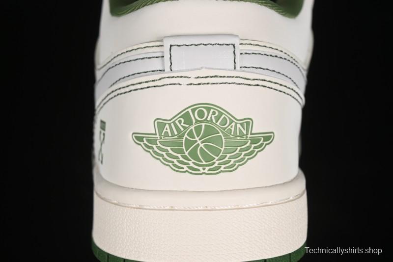 Nike Air Jordan 1 Low OFF-WHITE Collaboration - Retro Basketball Shoes with Beige Green Stitching - CF3688-021