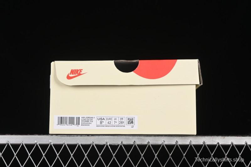 Nike Travis Scott x Fragment Design x Air Jordan 1 Low OG SP AJ1 Retro Sneakers with Dragon Scale Swoosh - XY2688-112