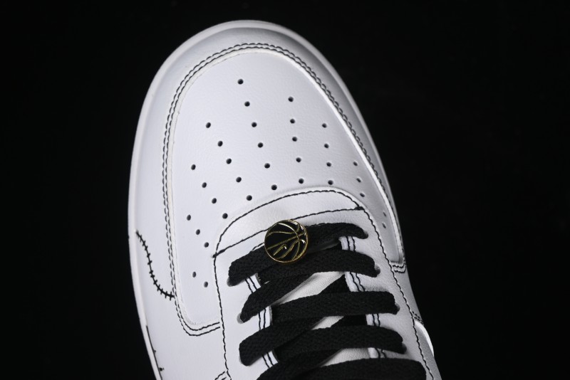 Nike Air Force 1 '07 Low Casual Sneakers with Black and White Hand-Drawn Anime Design - CT2585-100