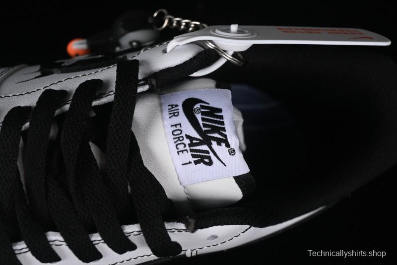 Nike Air Force 1 '07 Low Casual Sneakers with Black and White Hand-Drawn Anime Design - CT2585-100