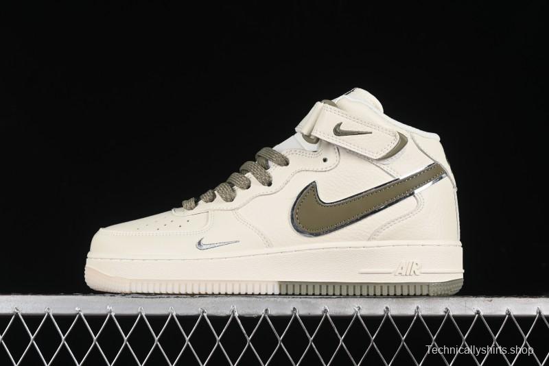 Nike Air Force 1 '07 Mid Military Green Dual-Color Sole Starlight Retro Sneakers - XL0236-231