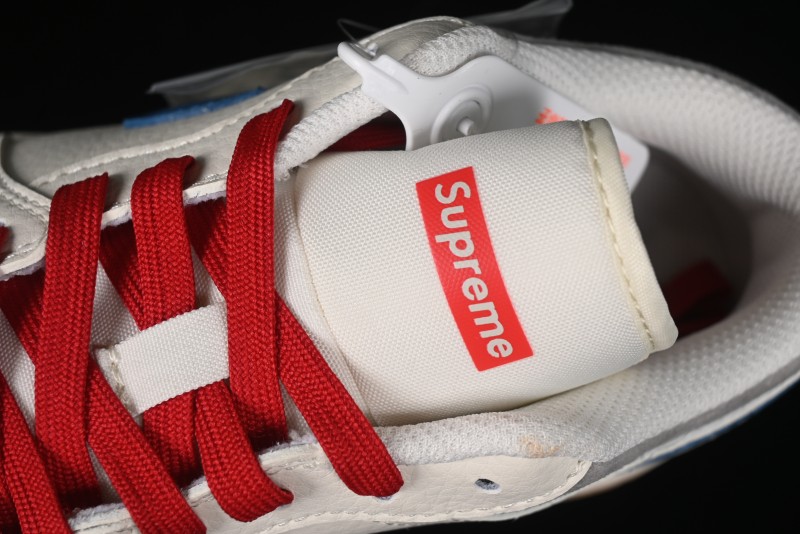 Nike Air Jordan 1 Low Supreme Collaboration - Retro Basketball Shoes in Blue and Gum Sole - SJ9950-022