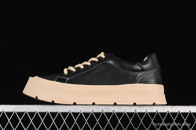 Ecco Street Light Series Autumn Height-Increasing Round-Toe Versatile Casual White Sneakers - 63311901001