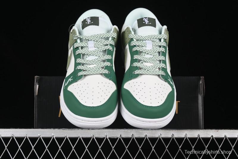 Nike SB Dunk Low Saint Laurent Series - White Green Swoosh Anniversary High-End Custom Low-Top Casual Sneakers - GF2409-170