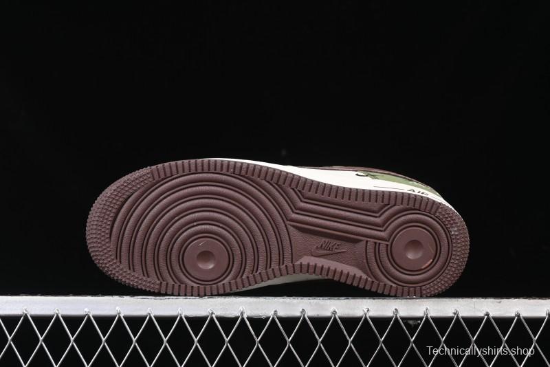 Nike Air Force 1 '07 Low Stussy Collaboration - Green Brown Low-Top Casual Sneakers - KK1988-038