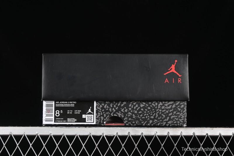 Nike Air Jordan 3 Retro Basketball Shoes in Midnight Black - CT8532-001