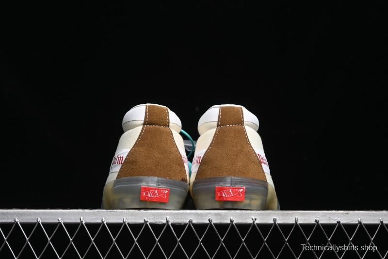 Palm Angels x Vans Sk8-Mid Collaboration Mid-Top Skate Shoes with Distressed Sole - VN000CRPGRN