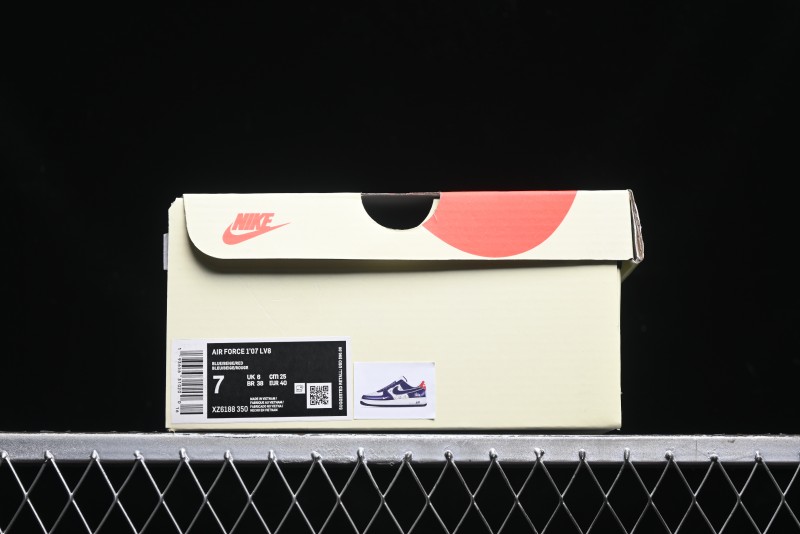 Nike Air Force 1 '07 Low Stussy Collaboration - Navy Red Print Casual Sneakers - XZ6188-350