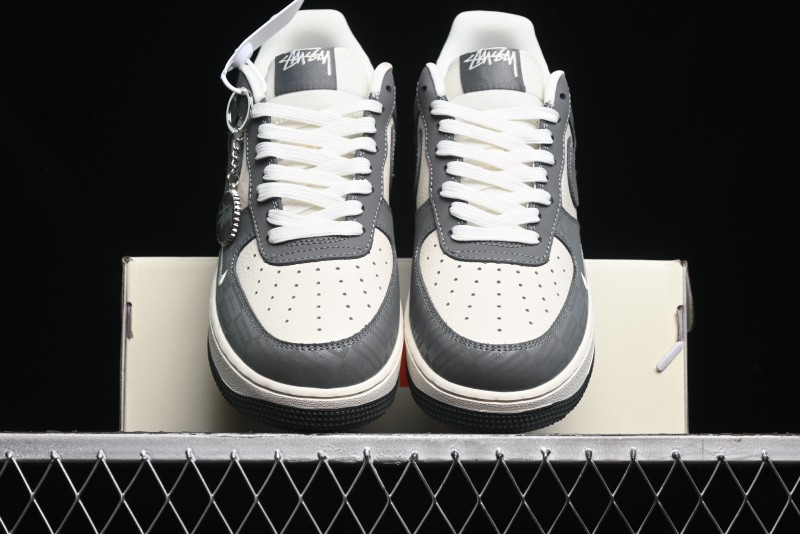 Nike Air Force 1 '07 Low Stussy Collaboration - Light Bone Shadow Low-Top Casual Sneakers - DF0180-008