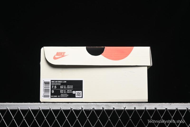 Nike Air Force 1 '07 Low Violent Bear Collaboration - Grey Beige Blue Low-Top Casual Sneakers - KK1988-017