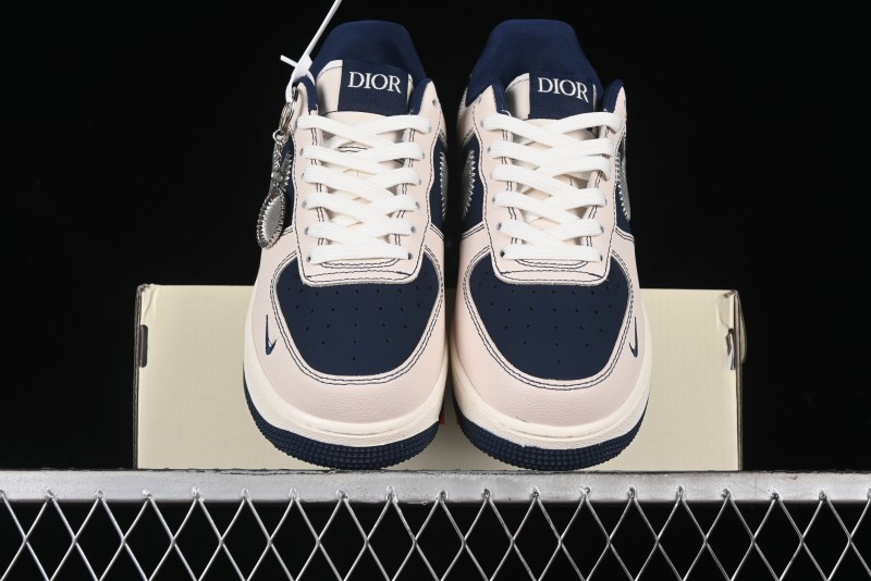 Nike Air Force 1 '07 Low Dior Collaboration - Light Blue Knit Swoosh Low-Top Casual Sneakers - KK1988-012