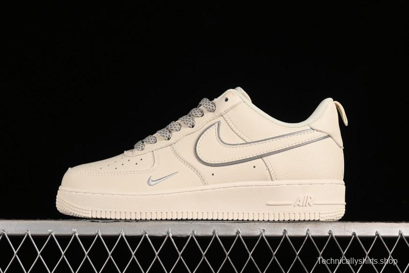 Nike Air Force 1 '07 Low Classic Grey Silver Swoosh Starry Sneakers - MJ0319-023