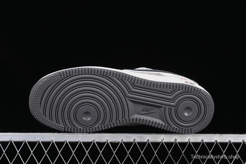 Nike Air Force 1 '07 Low Supreme Collaboration Custom Casual Sneakers with Grey Swoosh - DM6688-056