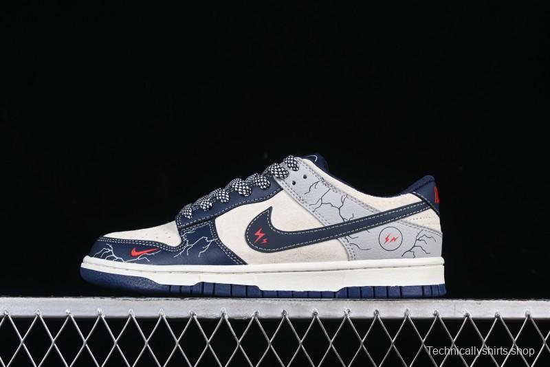 Nike SB Dunk Low Lightning Collaboration Sketch Navy Swoosh Anniversary High-End Custom Low-Top Casual Sneakers - DJ2024-107