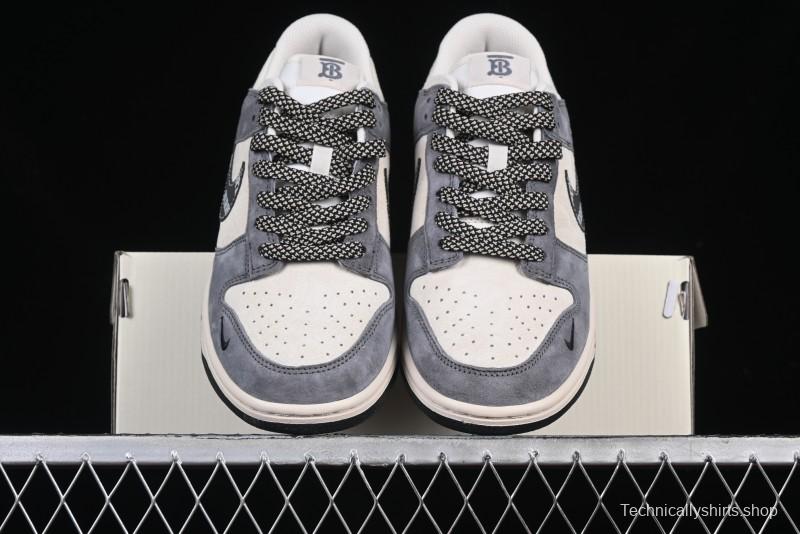 Nike SB Dunk Low Anniversary Edition Customized Sneakers with Grey Swoosh Logo - DJ2024-083