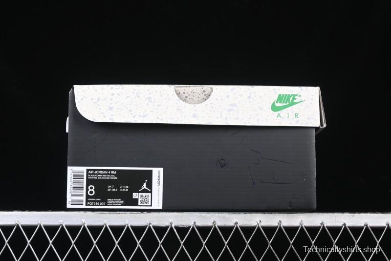 Nike Air Jordan 4 Remastered Retro Sneakers in White Green with Gum Sole - FQ7939-007