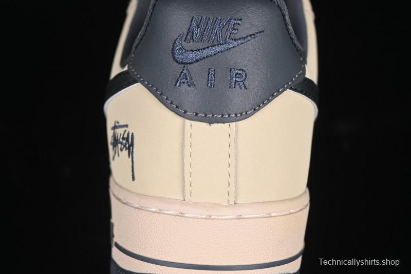 Nike Air Force 1 '07 Low Stussy Collaboration Grey Fog Swoosh Low-Top Casual Sneakers - KK1988-033