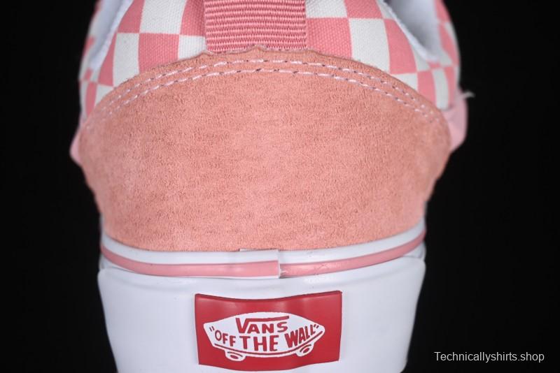 Vans Knu Skool Low Top Comfortable Slip Resistant Wear Resistant Casual Sneakers in Pink Checker - VN0009QCREV