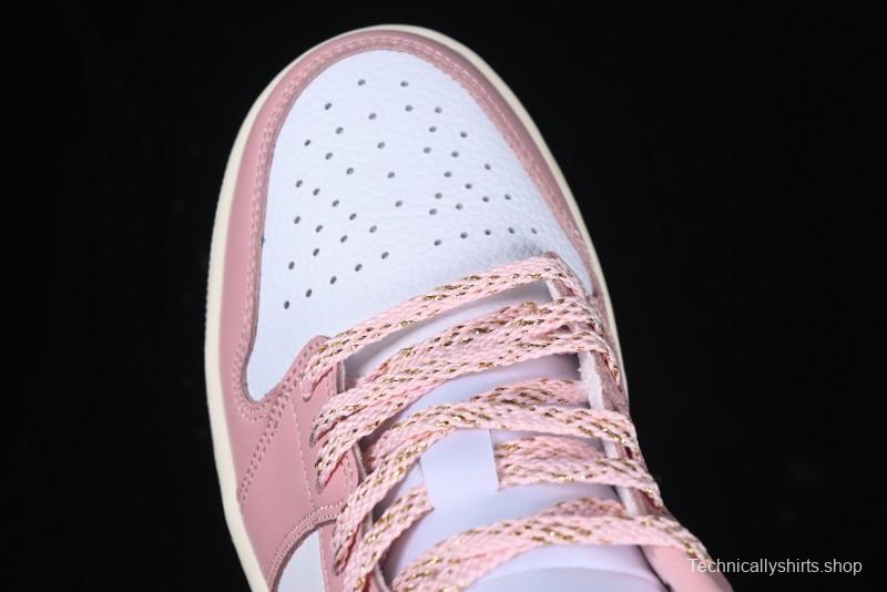 Nike Air Jordan 1 Low AJ1 Custom White Pink Low-Top Casual Lifestyle Sneakers - DC0774-162