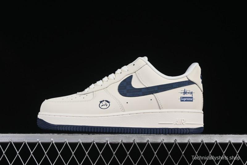 Nike Air Force 1 '07 Low Stussy Supreme Collaboration Checkerboard Beige Low-Top Casual Sneakers - DF0188-037
