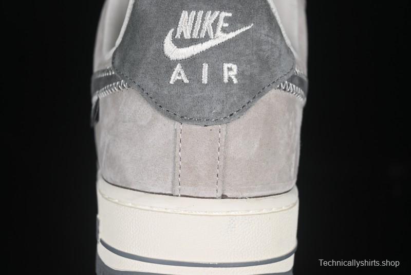 Nike Air Force 1 '07 Low Violent Bear Collaboration Grey Embroidered Swoosh Low-Top Casual Sneakers - KK1988-047
