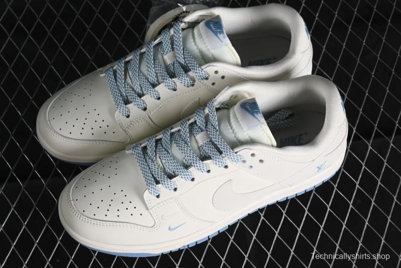 Nike SB Dunk Low LV Collaboration - Double Swoosh Beige Blue Anniversary High-End Custom Low-Top Casual Skate Shoes - XX2025-308