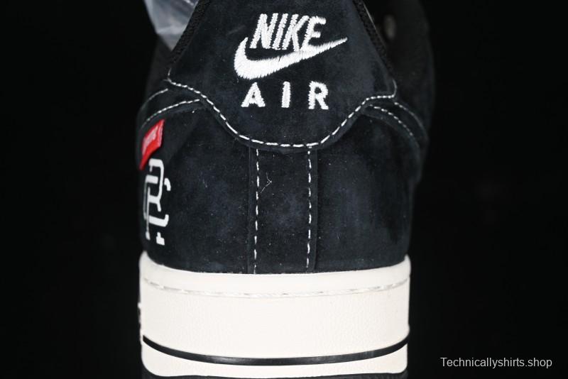 Nike Air Force 1 '07 Low Supreme Champion Collaboration Beige Black Mini Swoosh Casual Sneakers - SJ6698-019